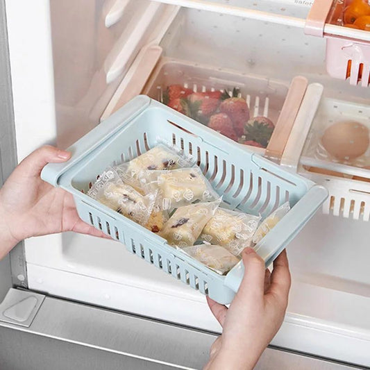 Chefilla Adjustable Fridge Storage Basket – Light Blue