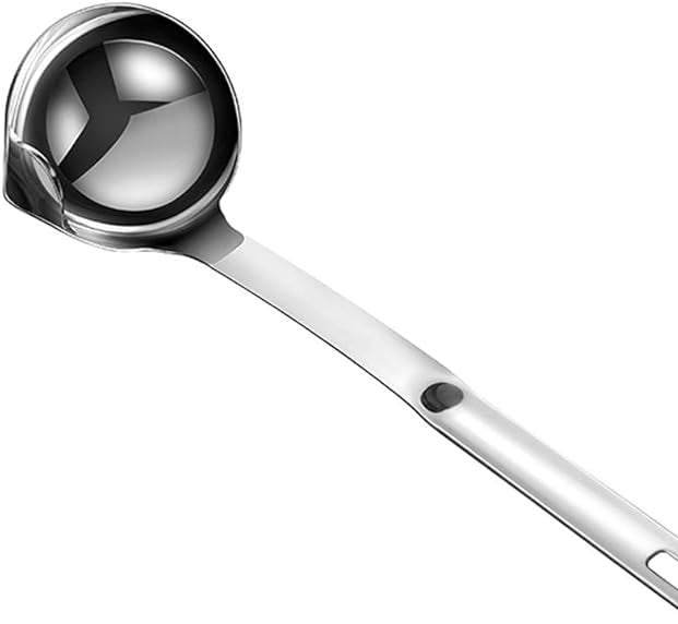 Chefilla Stainless Steel Oil Separator Ladle – 304 Grade Soup & Gravy Fat Skimmer Spoon for Healthy Cooking