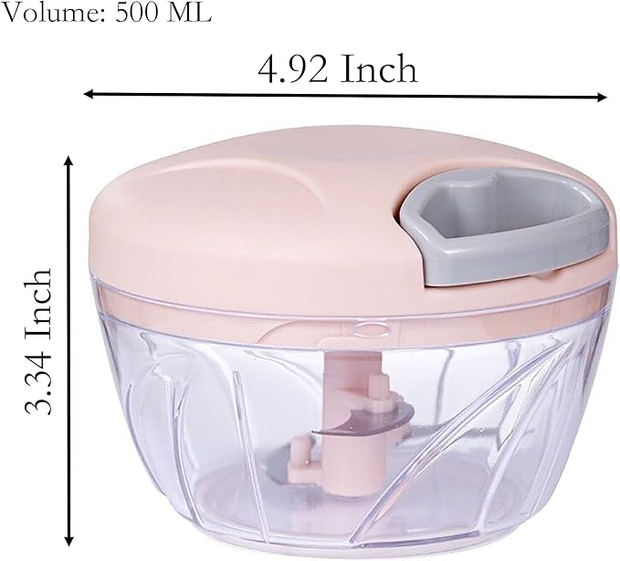 Chefilla Hand Pull Manual Food Chopper – 3-Blade Stainless Steel Mini Vegetable & Fruit Cutter