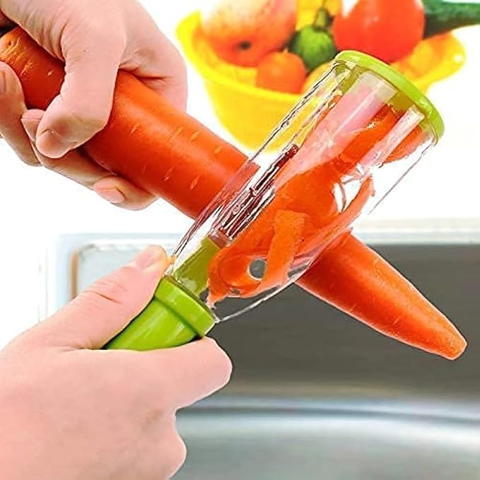 Chefilla Vegetable & Fruit Peeler – Stainless Steel Blade with Built-In Peel Container for Clean & Effortless Prep