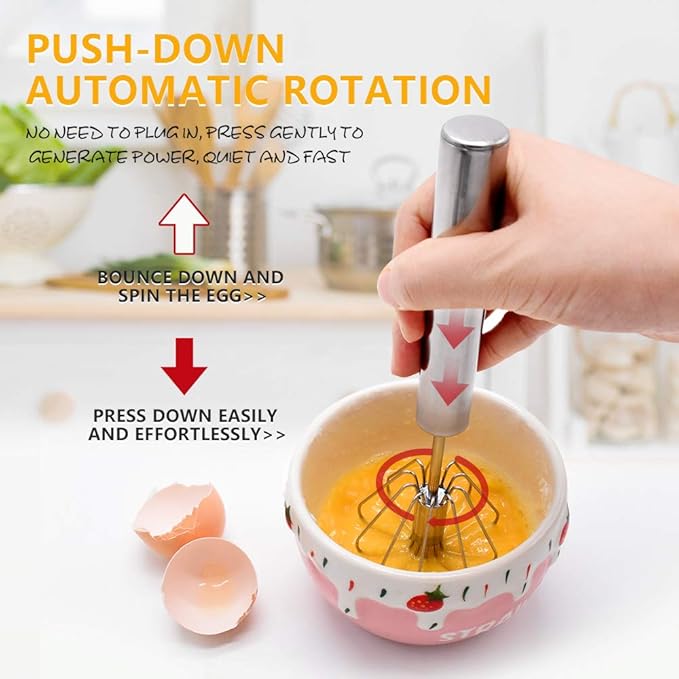 Chefilla Hand Mixer – Semi-Automatic Stainless Steel Egg Beater for Effortless Whisking & Mixing