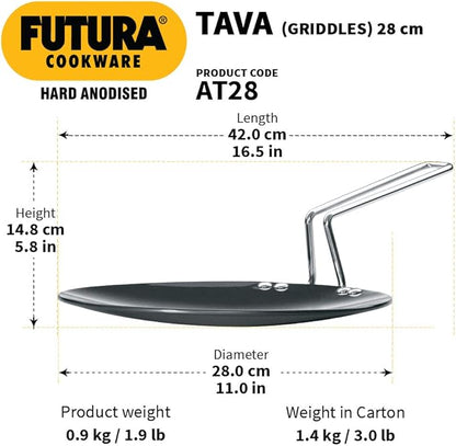 Chefilla 28cm Hard Anodised Tava for Roti & Dosa