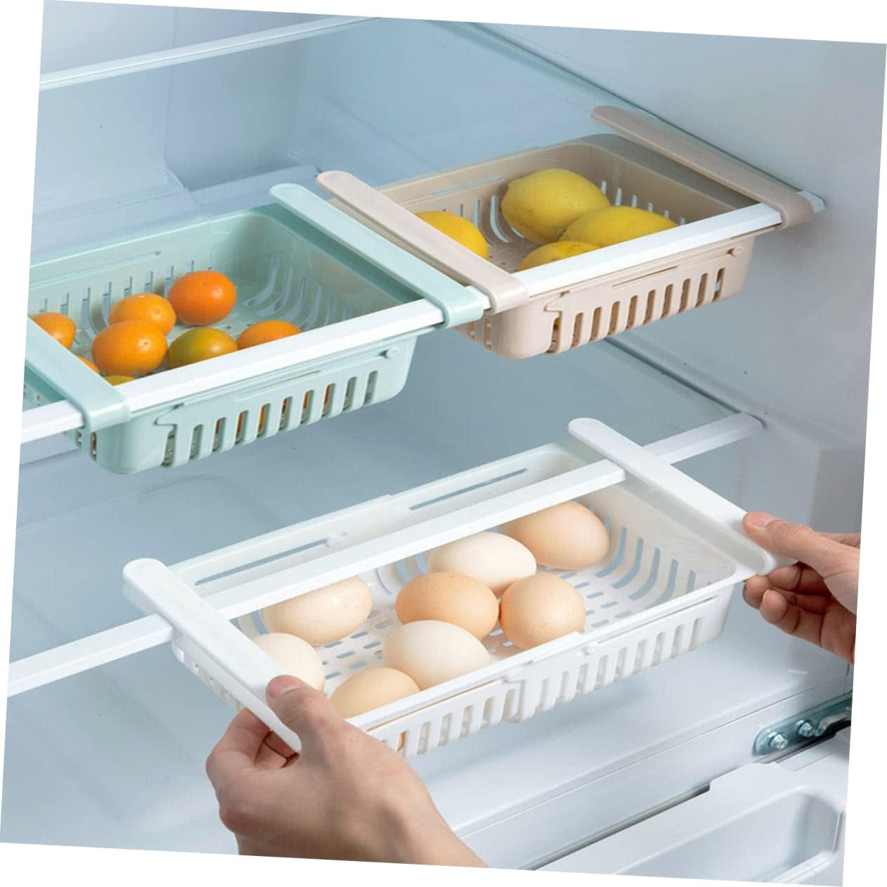 Chefilla Adjustable Fridge Storage Basket – Light Blue