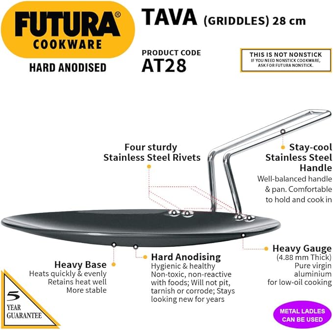 Chefilla 28cm Hard Anodised Tava for Roti & Dosa
