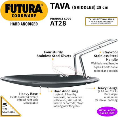 Chefilla 28cm Hard Anodised Tava for Roti & Dosa
