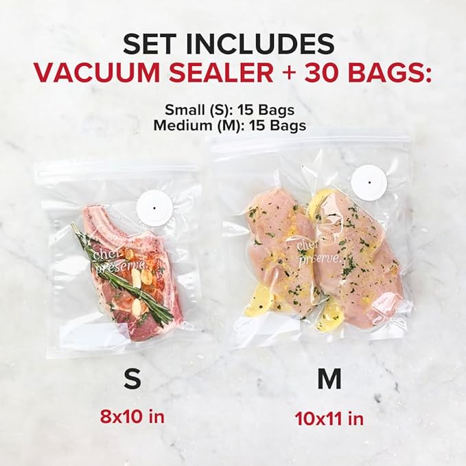 Chefilla Portable Vacuum Food Sealer with 30 Bags