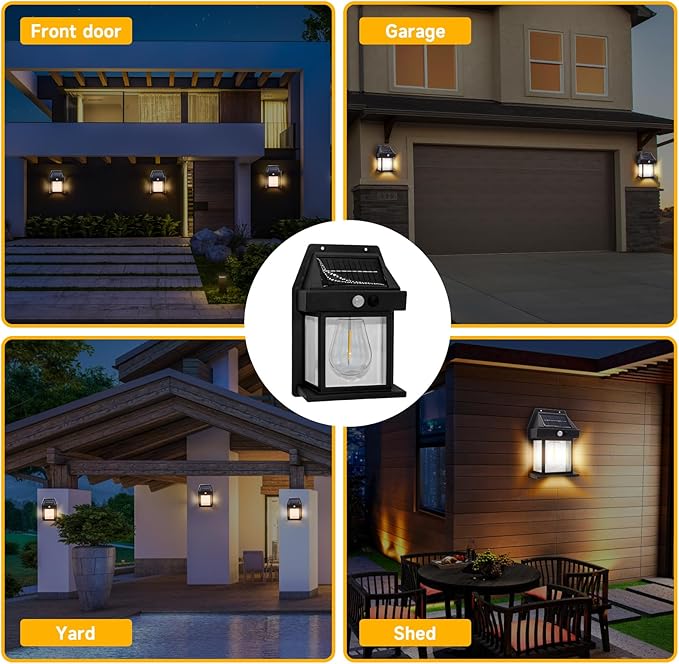 Chefilla Solar Motion Sensor Wall Light – Smart Outdoor LED Lamp, Warm White