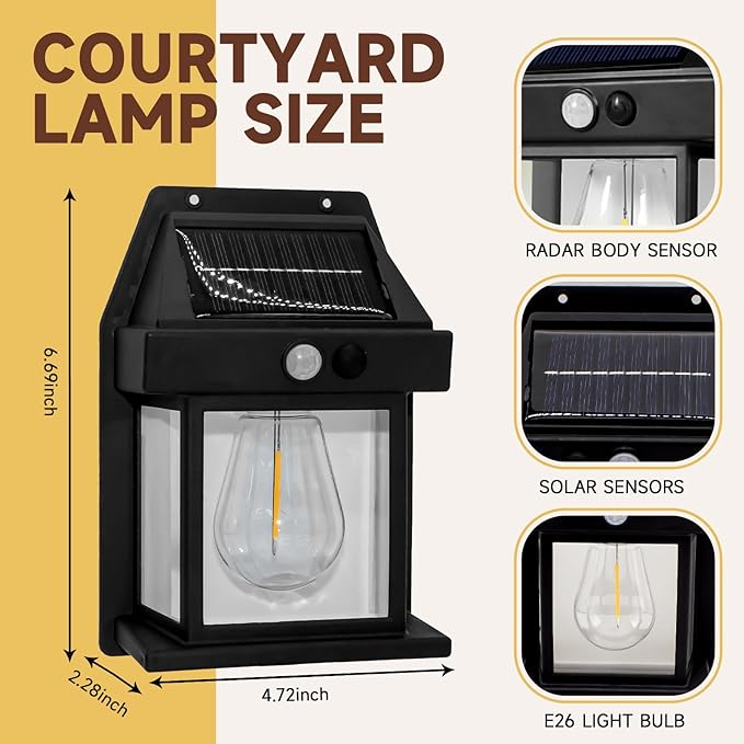 Chefilla Solar Motion Sensor Wall Light – Smart Outdoor LED Lamp, Warm White