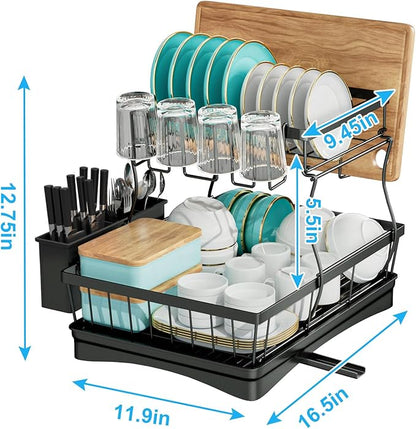 Chefilla 2-Tier Dish Drying Rack with Drainboard