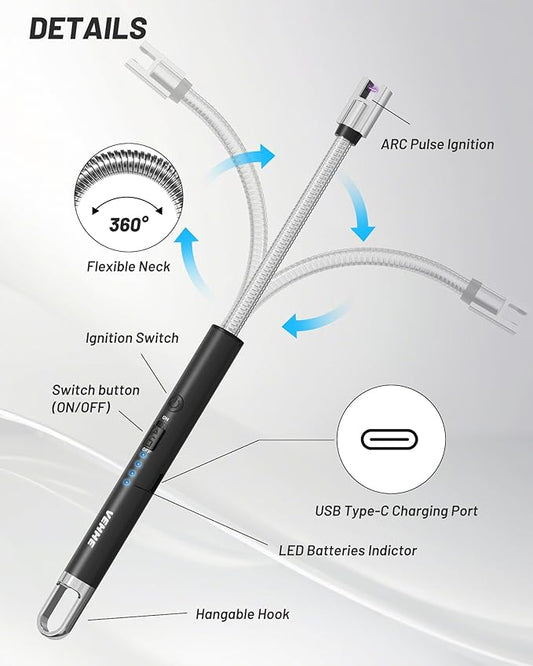 Chefilla USB Rechargeable Electric Lighter with LED Display