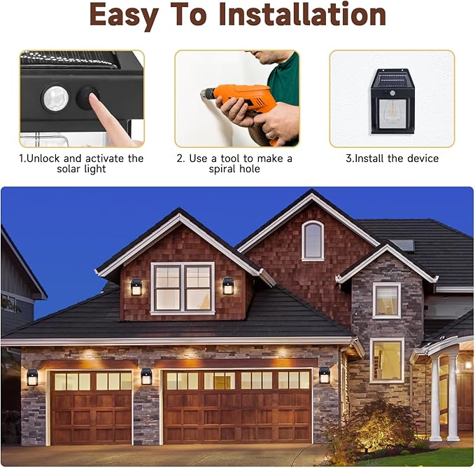 Chefilla Solar Motion Sensor Wall Light – Smart Outdoor LED Lamp, Warm White