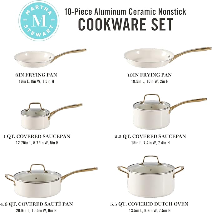 Chefilla 10-Piece Ceramic Nonstick Cookware Set