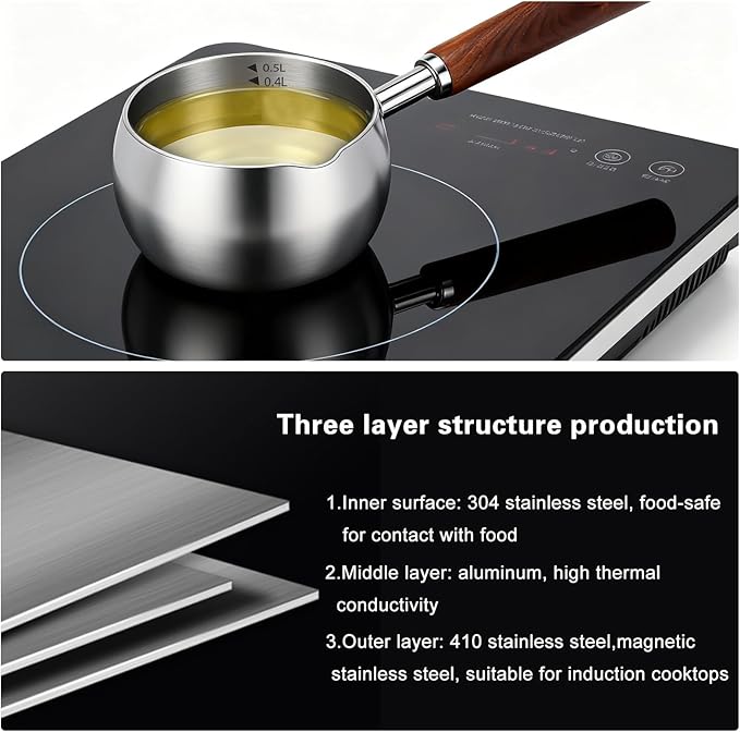 Chefilla 500ml Stainless Steel Butter Warmer Pot with Handle