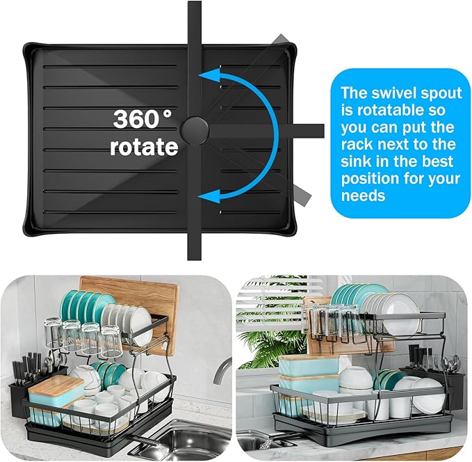 Chefilla 2-Tier Dish Drying Rack with Drainboard