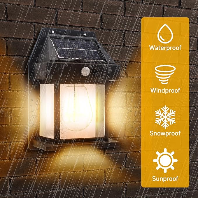 Chefilla Solar Motion Sensor Wall Light – Smart Outdoor LED Lamp, Warm White