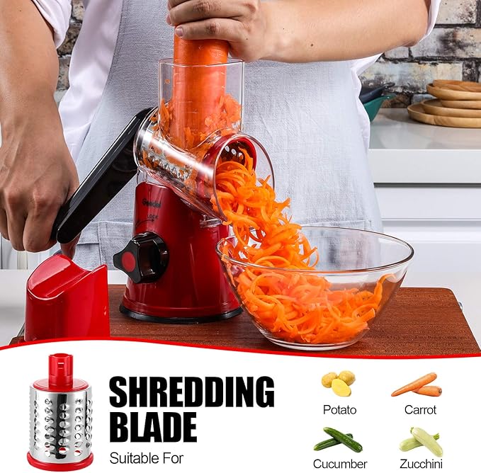Chefilla Rotary Cheese Grater – 3-in-1 Vegetable Slicer